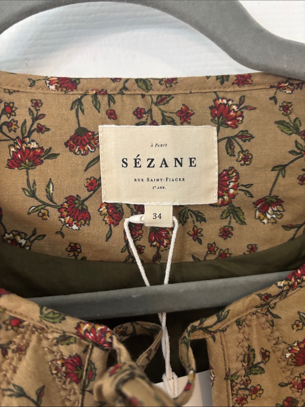 Sezane Paoline Quilted Floral Jacket in Miranda Beige Size 34 NWT - Picture 3 of 8